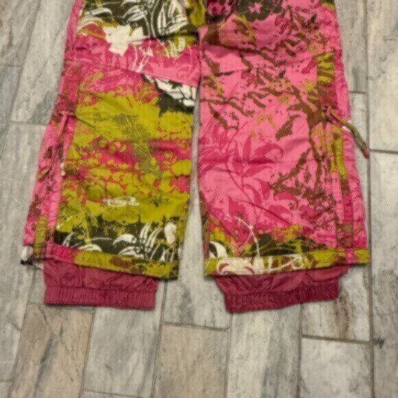 Obermeyer girls size 14 pink/green/wht insulated waterproof snow pants MSRP $140 - Picture 2 of 11